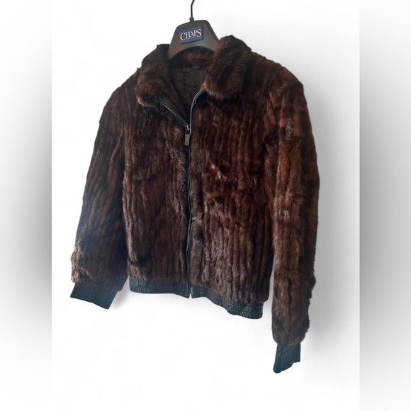 Vintage Scandinavian Mink Fur Bomber Jacket Brown Zip Leather Waist S/M - Picture 2 of 9